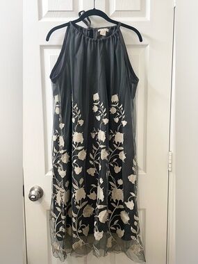 NWOT Sundance Sheer Floral Lace Embroidered Dress High Neckline Womens Large